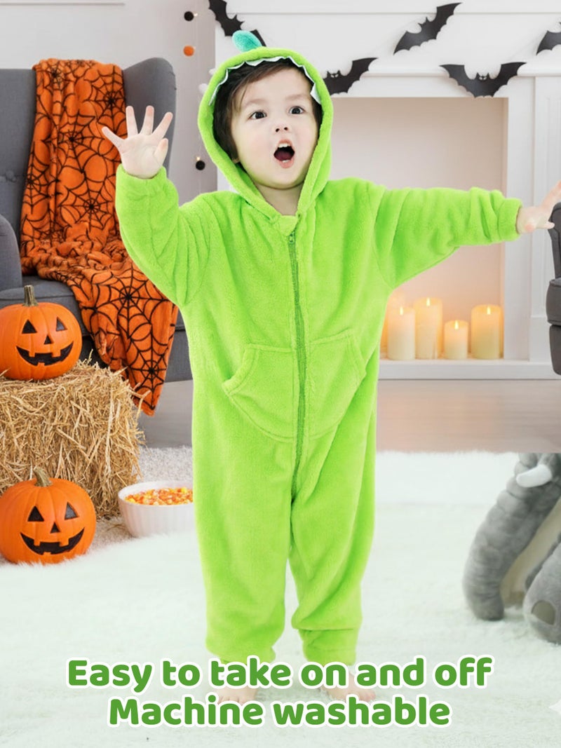 LOLANTA Boys Girls Dinosaur Costume Toddler's Dino Bodysuit Flannel Toddler One Piece Jumpsuit Kids Gifts (Green, 2-3T) - Image 5